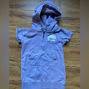 Girls Roots 3T sweatshirt dress with hood. Light purple.